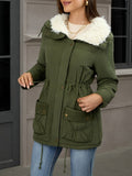 MARIBEL | WOMEN'S FAUX FUR COLLAR MID-LENGTH PARKA, DRAWSTRING WAIST WINTER COAT - Zarino Newstyle