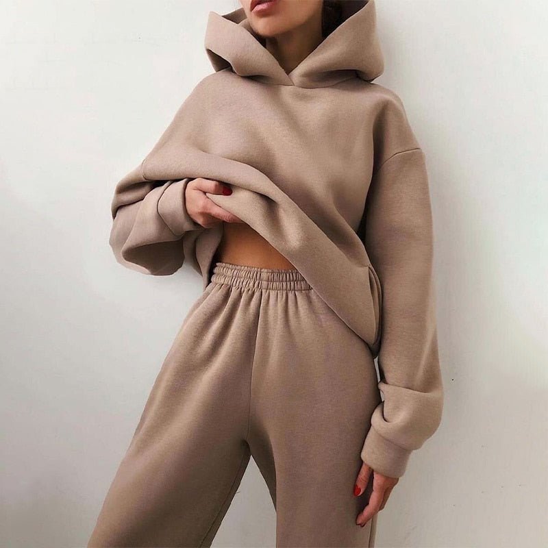 MARITTE | WOMEN'S TWO-PIECE HOODED LOUNGE SET, OVERSIZED SWEATSHIRT & COMFORT JOGGERS - Zarino Newstyle