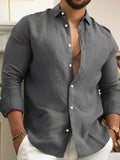 MEN'S BAND COLLAR LONG SLEEVE SUMMER SHIRT - Zarino Newstyle