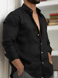 MEN'S BAND COLLAR LONG SLEEVE SUMMER SHIRT - Zarino Newstyle