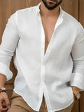 MEN'S BAND COLLAR LONG SLEEVE SUMMER SHIRT - Zarino Newstyle