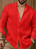 MEN'S BAND COLLAR LONG SLEEVE SUMMER SHIRT - Zarino Newstyle