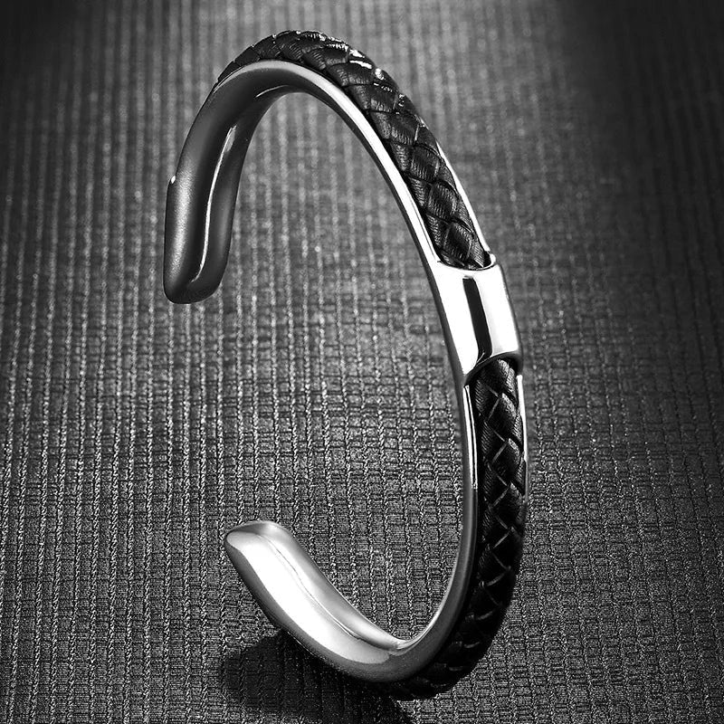 MEN'S BRAIDED CORD OPEN CUFF BRACELET - Zarino Newstyle