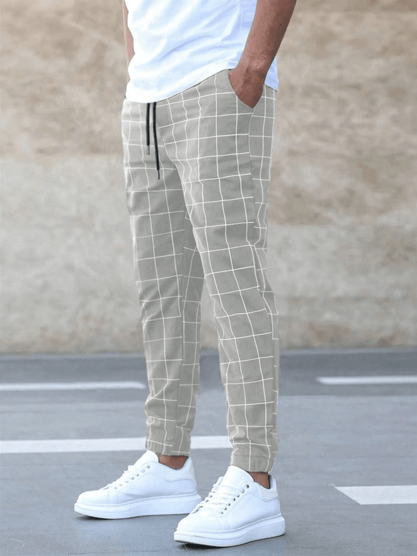 MEN'S CHECKERED CASUAL JOGGER TROUSERS