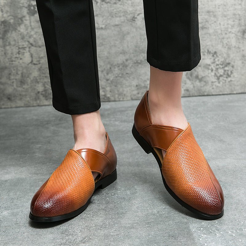 MEN'S CROSS STRAP SLIP - ON LOAFERS TEXTURED VAMP FORMAL DRESS SHOES - Zarino Newstyle