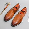 MEN'S CROSS STRAP SLIP - ON LOAFERS TEXTURED VAMP FORMAL DRESS SHOES - Zarino Newstyle
