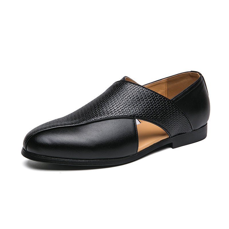 MEN'S CROSS STRAP SLIP - ON LOAFERS TEXTURED VAMP FORMAL DRESS SHOES - Zarino Newstyle