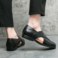 MEN'S CROSS STRAP SLIP - ON LOAFERS TEXTURED VAMP FORMAL DRESS SHOES - Zarino Newstyle