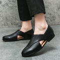 MEN'S CROSS STRAP SLIP - ON LOAFERS TEXTURED VAMP FORMAL DRESS SHOES - Zarino Newstyle