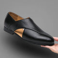MEN'S CROSS STRAP SLIP - ON LOAFERS TEXTURED VAMP FORMAL DRESS SHOES - Zarino Newstyle