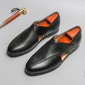 MEN'S CROSS STRAP SLIP - ON LOAFERS TEXTURED VAMP FORMAL DRESS SHOES - Zarino Newstyle