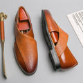 MEN'S CROSS STRAP SLIP - ON LOAFERS TEXTURED VAMP FORMAL DRESS SHOES - Zarino Newstyle