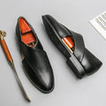 MEN'S CROSS STRAP SLIP - ON LOAFERS TEXTURED VAMP FORMAL DRESS SHOES - Zarino Newstyle