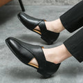 MEN'S CROSS STRAP SLIP - ON LOAFERS TEXTURED VAMP FORMAL DRESS SHOES - Zarino Newstyle