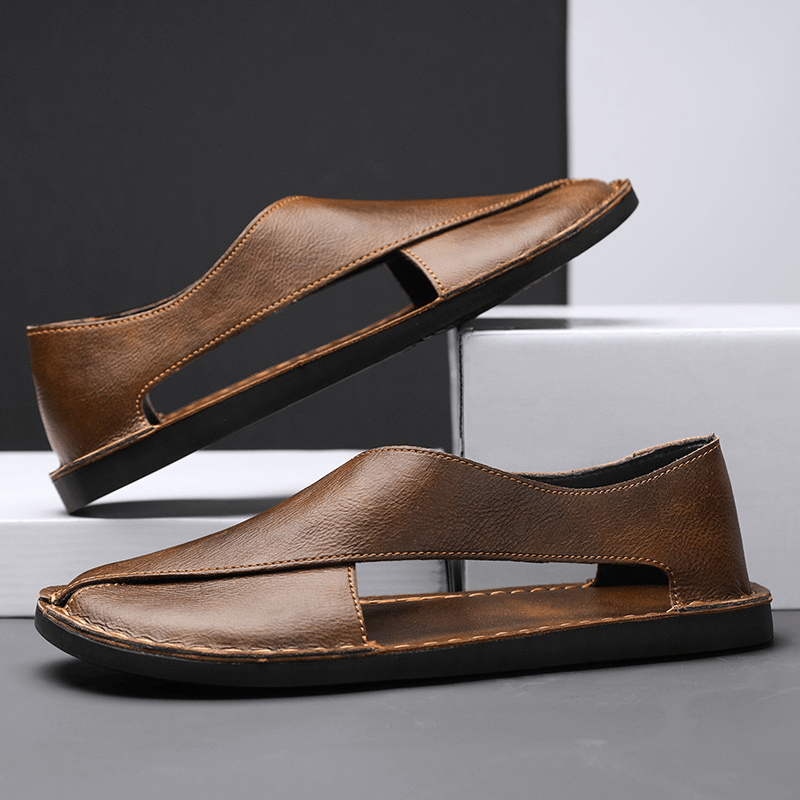 MEN'S CROSSOVER WRAP SLIP - ON SANDALS OPEN TOE CASUAL FLAT SHOES - Zarino Newstyle
