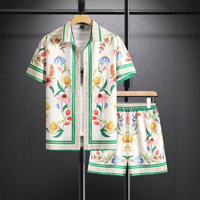 MEN'S FLORAL PRINT SUMMER SHIRT AND SHORTS SET - Zarino Newstyle