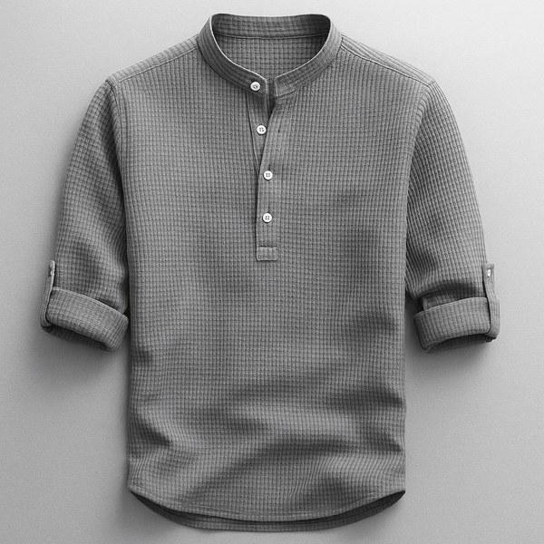 MEN'S HENLEY COLLAR RELAXED CASUAL SHIRTS