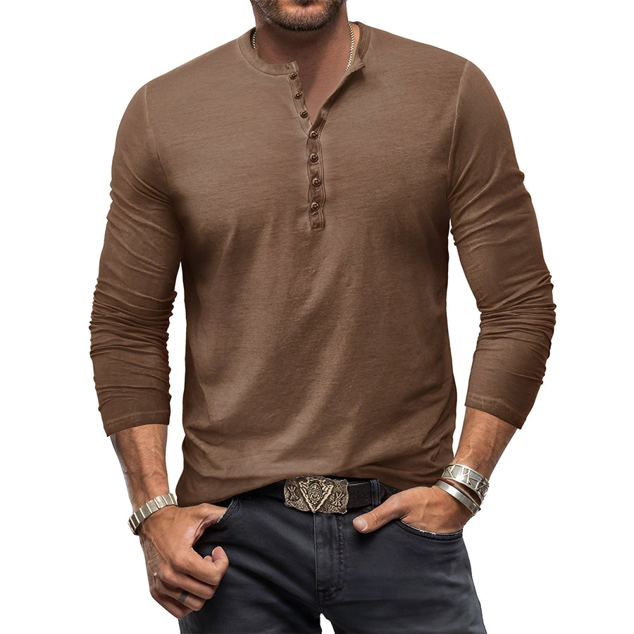 MEN'S HENLEY LONG SLEEVE SHIRT - Zarino Newstyle