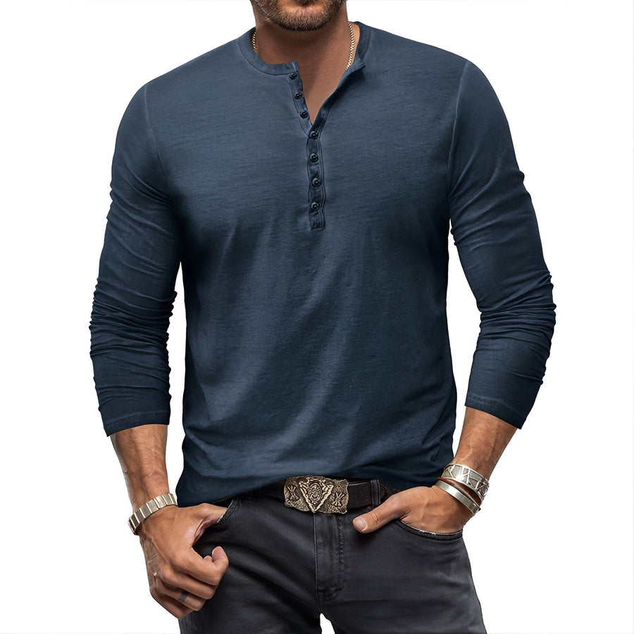 MEN'S HENLEY LONG SLEEVE SHIRT - Zarino Newstyle
