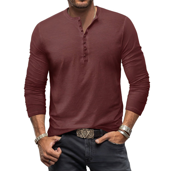 MEN'S HENLEY LONG SLEEVE SHIRT - Zarino Newstyle