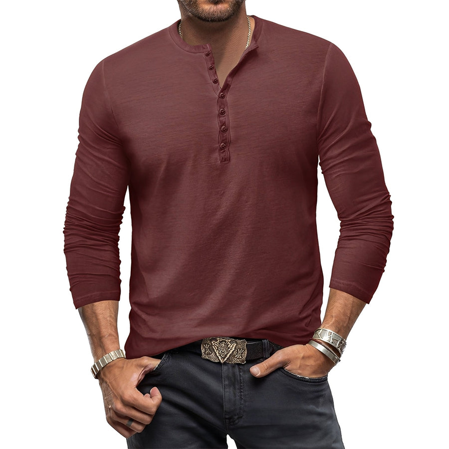 MEN'S HENLEY LONG SLEEVE SHIRT - Zarino Newstyle