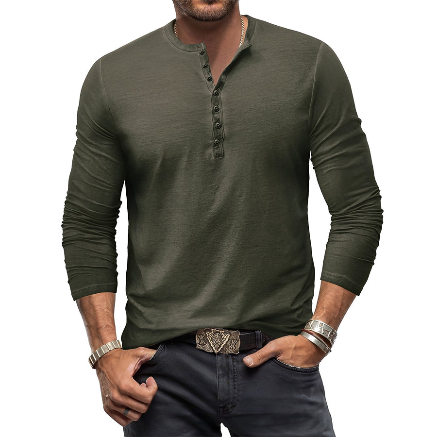 MEN'S HENLEY LONG SLEEVE SHIRT - Zarino Newstyle