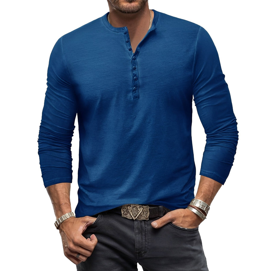 MEN'S HENLEY LONG SLEEVE SHIRT - Zarino Newstyle