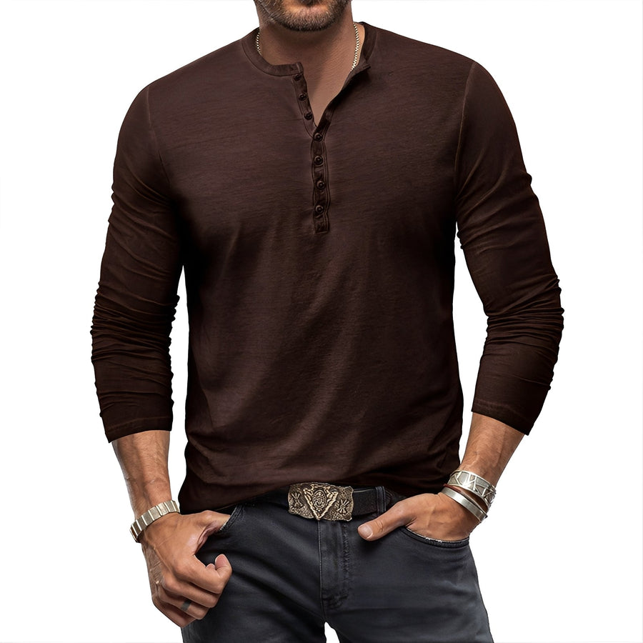 MEN'S HENLEY LONG SLEEVE SHIRT - Zarino Newstyle