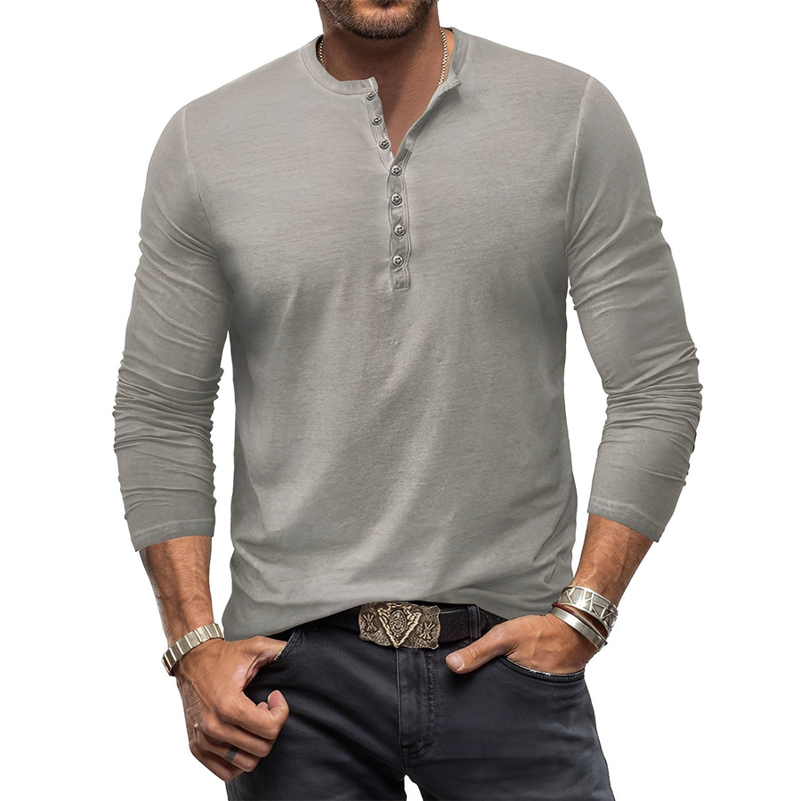 MEN'S HENLEY LONG SLEEVE SHIRT - Zarino Newstyle