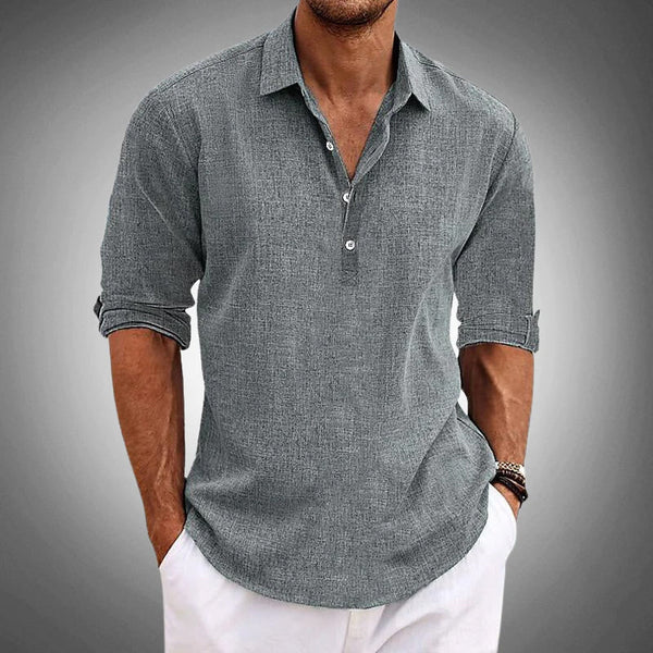MEN'S LAPEL COLLAR BUTTON PLACKET CASUAL SHIRT