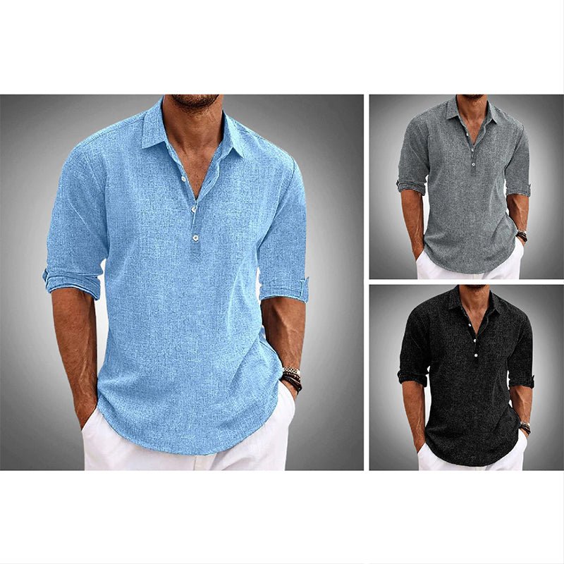 MEN'S LAPEL COLLAR BUTTON PLACKET CASUAL SHIRT - Zarino Newstyle
