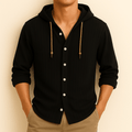 MEN'S LIGHTWEIGHT HOODED BUTTON - UP SUMMER SHIRT - Zarino Newstyle