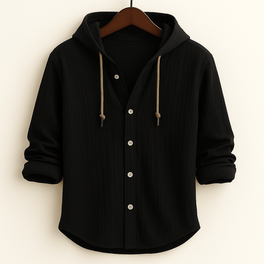 MEN'S LIGHTWEIGHT HOODED BUTTON - UP SUMMER SHIRT - Zarino Newstyle