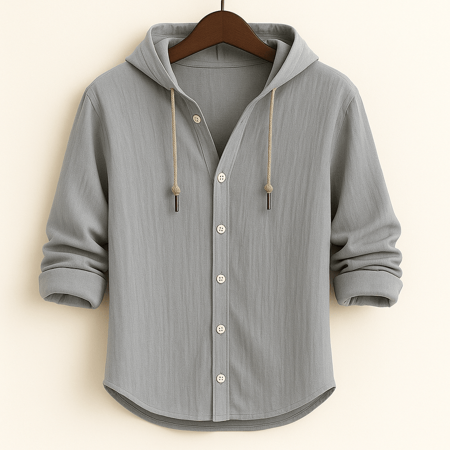 MEN'S LIGHTWEIGHT HOODED BUTTON - UP SUMMER SHIRT - Zarino Newstyle