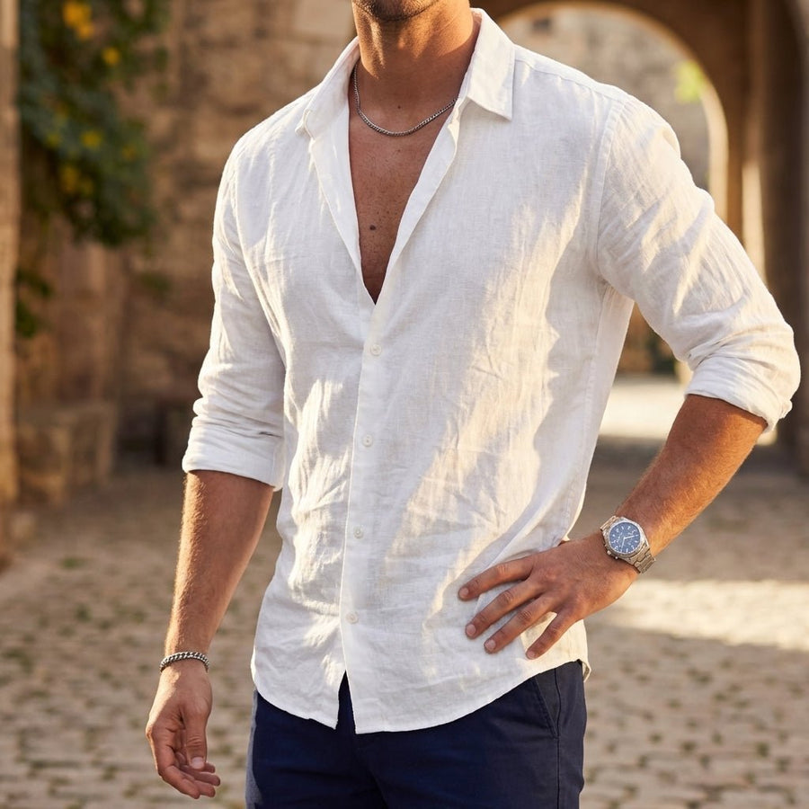 MEN'S LONG SLEEVE CASUAL BEACH SHIRT - Zarino Newstyle
