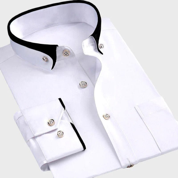 MEN'S LONG SLEEVE CONTRAST COLLAR DRESS SHIRT