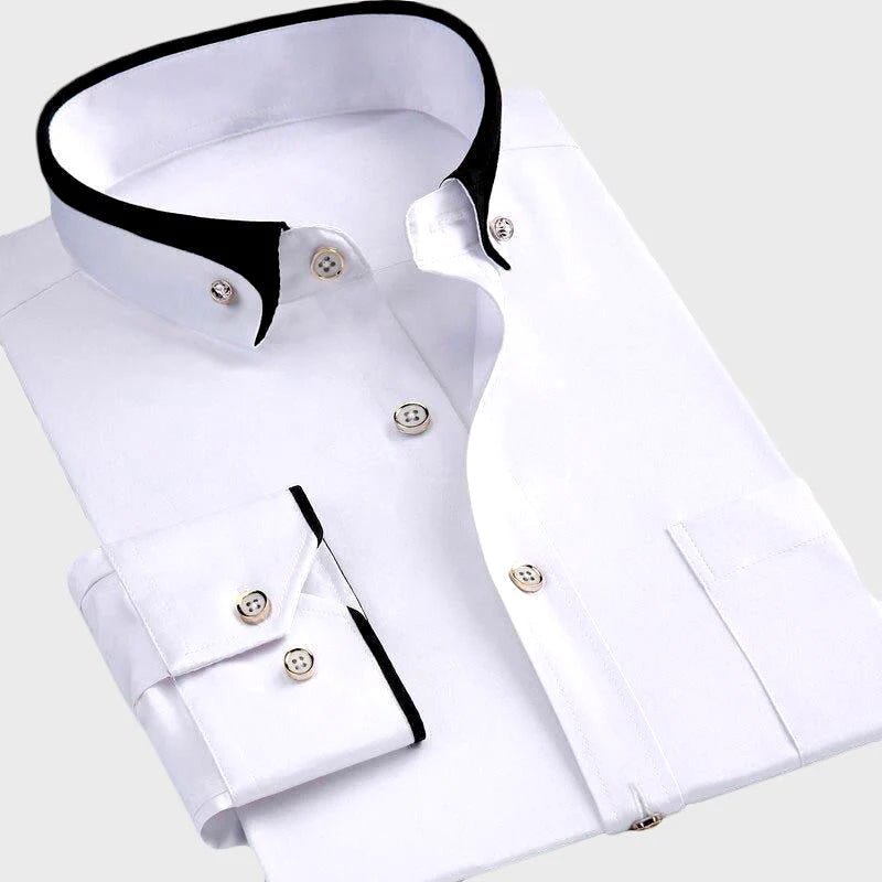MEN'S LONG SLEEVE CONTRAST COLLAR DRESS SHIRT - Zarino Newstyle