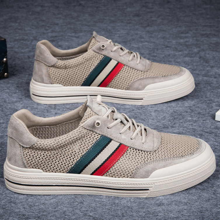 MEN'S RETRO SPORT STRIPE LOW - TOP BREATHABLE MESH PANEL LACE - UP TRAINERS - Zarino Newstyle