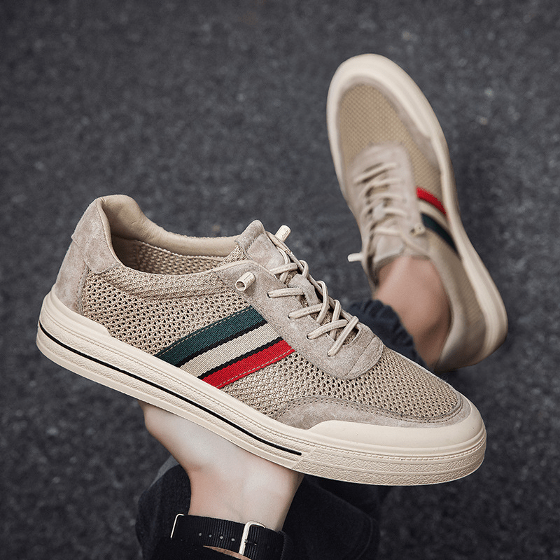 MEN'S RETRO SPORT STRIPE LOW - TOP BREATHABLE MESH PANEL LACE - UP TRAINERS - Zarino Newstyle