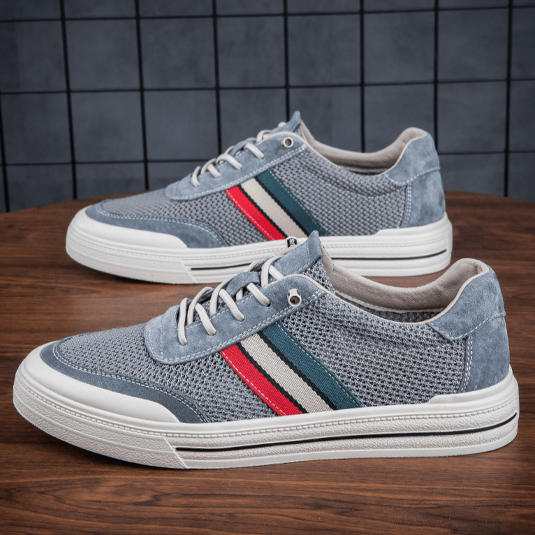 MEN'S RETRO SPORT STRIPE LOW - TOP BREATHABLE MESH PANEL LACE - UP TRAINERS - Zarino Newstyle