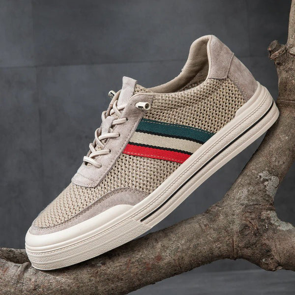 MEN'S RETRO SPORT STRIPE LOW - TOP BREATHABLE MESH PANEL LACE - UP TRAINERS - Zarino Newstyle
