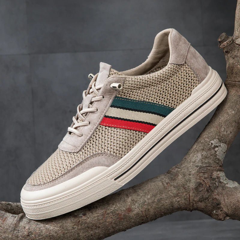 MEN'S RETRO SPORT STRIPE LOW - TOP BREATHABLE MESH PANEL LACE - UP TRAINERS - Zarino Newstyle