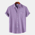 MEN'S SHORT SLEEVE TEXTURED SPREAD COLLAR SUMMER SHIRT - Zarino Newstyle