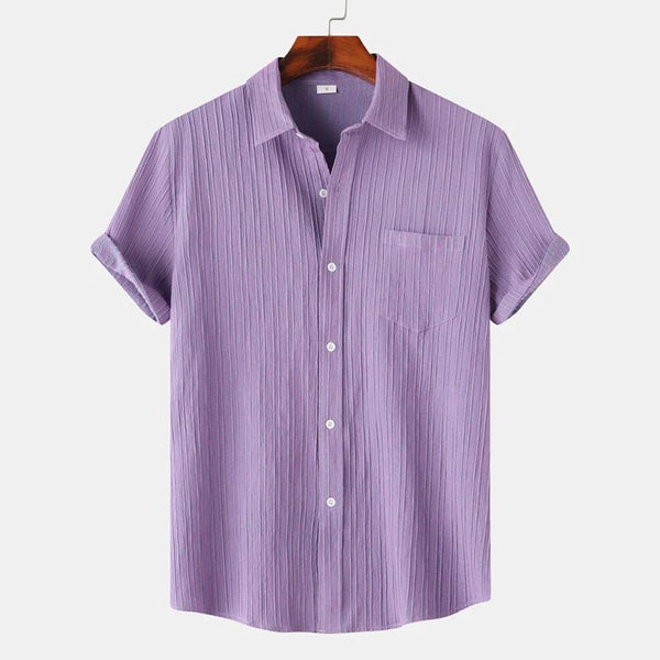 MEN'S SHORT SLEEVE TEXTURED SPREAD COLLAR SUMMER SHIRT - Zarino Newstyle