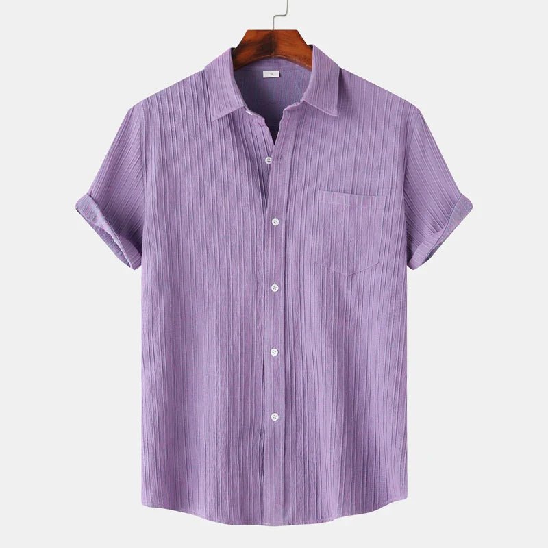 MEN'S SHORT SLEEVE TEXTURED SPREAD COLLAR SUMMER SHIRT - Zarino Newstyle