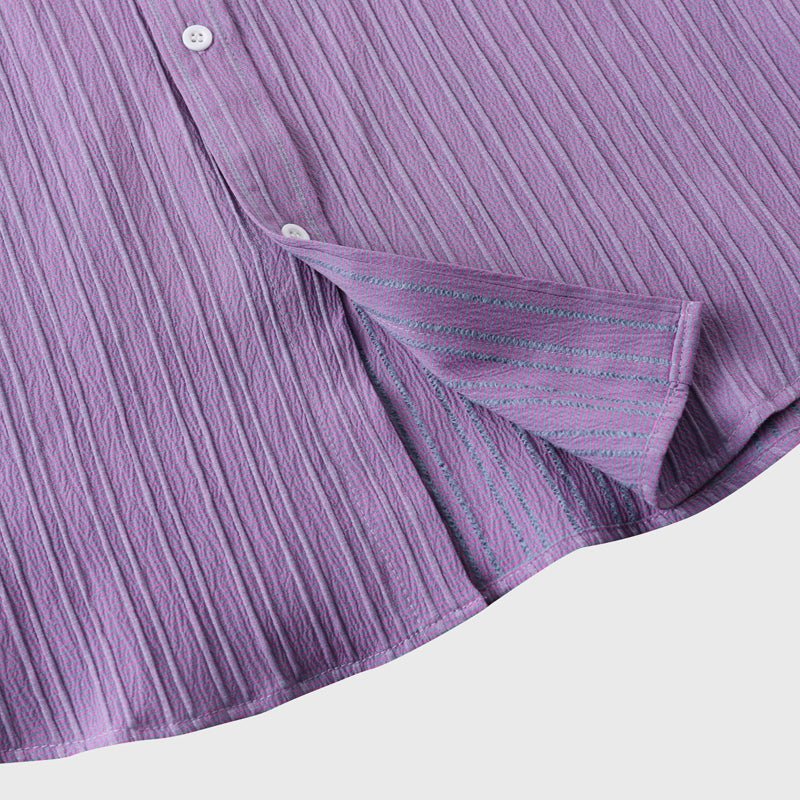 MEN'S SHORT SLEEVE TEXTURED SPREAD COLLAR SUMMER SHIRT - Zarino Newstyle