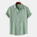 MEN'S SHORT SLEEVE TEXTURED SPREAD COLLAR SUMMER SHIRT - Zarino Newstyle