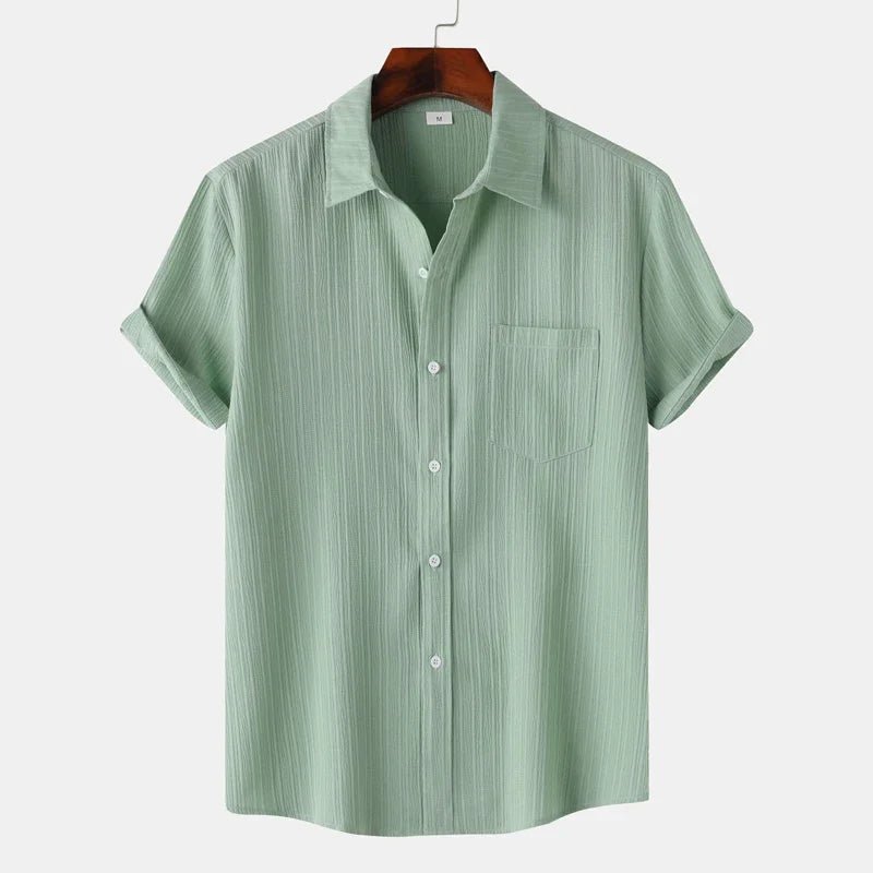 MEN'S SHORT SLEEVE TEXTURED SPREAD COLLAR SUMMER SHIRT - Zarino Newstyle