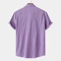 MEN'S SHORT SLEEVE TEXTURED SPREAD COLLAR SUMMER SHIRT - Zarino Newstyle