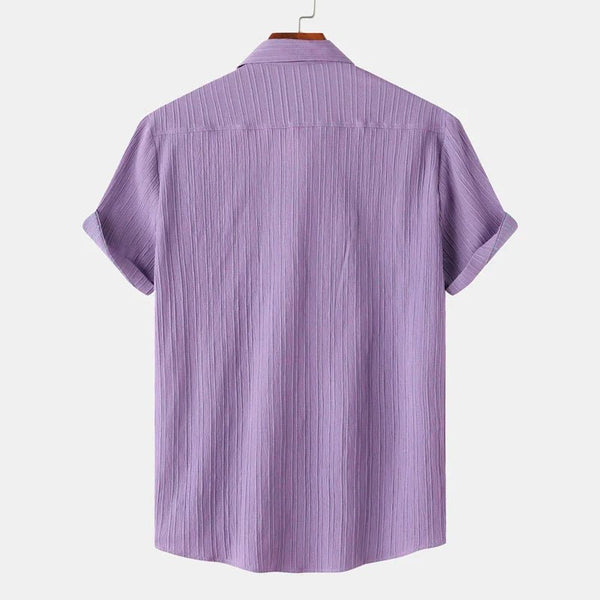 MEN'S SHORT SLEEVE TEXTURED SPREAD COLLAR SUMMER SHIRT
